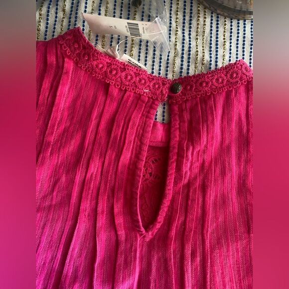 Anthropologie Womens Embroidered Peasant Blouse Top Size S Magenta Long Sleeve - Picture 12 of 14